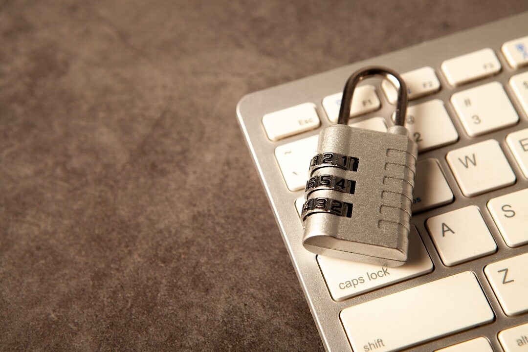 Cybersecurity concept with digital lock and data protection